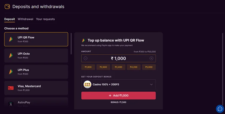 Baterybet payment methods